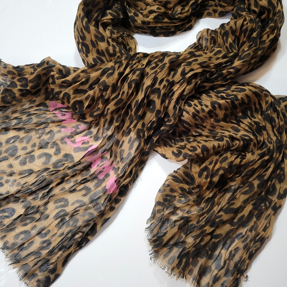 Louis Vuitton Animal Print Scarf with Pink Accents. Design By Stephen Sprouse.